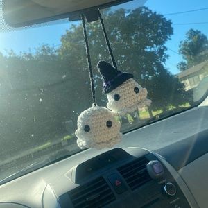 Crochet Ghost Car Charm